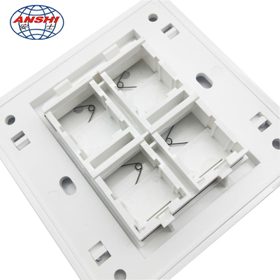 4 Port RJ45 Network Cable Faceplate Wall Mount Socket 86 Type In White Color