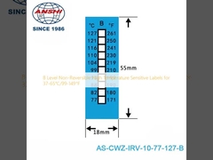 Etiquetas sensibles a altas temperaturas no reversibles de nivel 8 para 37-65°C/99-149°F