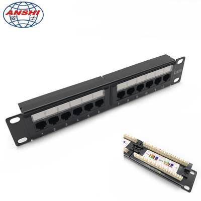 1U 10 pulgadas 12 puertos CAT5E CAT6 UTP Rack Mount Patch Panel 110 Tipo IDC