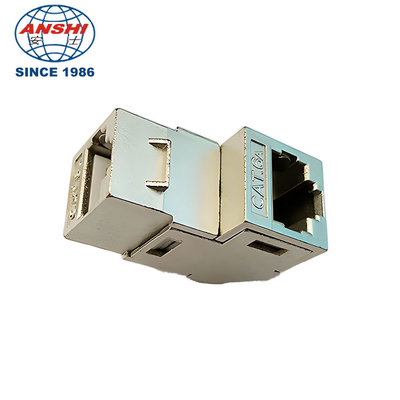 CAT5E CAT6 CAT6A a través de acoplamiento Keystone Jack Panel de pared montaje conector de aleación de zinc de 90 grados a través del panel del módulo