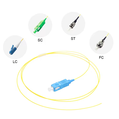 0.9mm 1/1.5 metros FTTH Sc-upcylow amarillo SC/APC Sinle Core Sm G.652d Core Sc Fibra de parche Pigtail