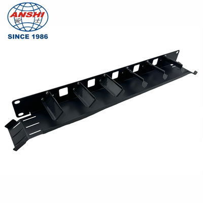 Organizador de cables horizontal 1U para montaje en rack de 19 pulgadas, hierro negro