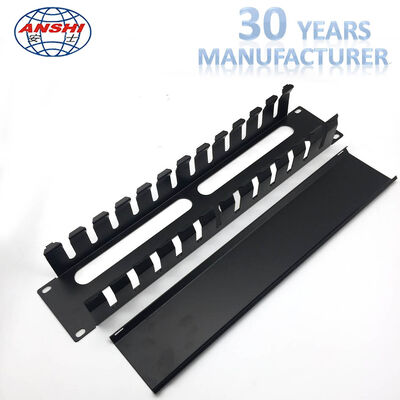Administrador de cables horizontal metálico de 12 ranuras y 2U para montaje en rack de 19 pulgadas para instalaciones de red