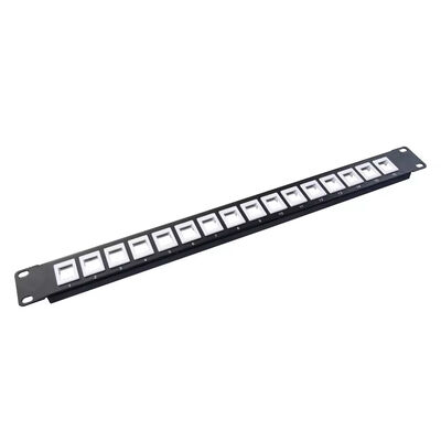 Panel de parche montado en el bastidor 1U 12 puertos CAT5E CAT6A UTP descargado con conectores RJ45 y pines IDC de bronce de fósforo para la configuración de la red