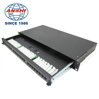 Panel de conexión UTP RJ45 Cat5e de 24 puertos 1U con cajón extraíble, panel de conexión de red negro para montaje en rack