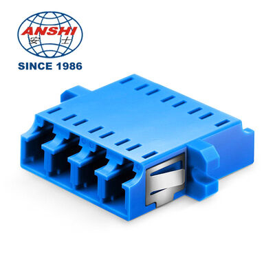 Suministro de fábrica 4 núcleos LC UPC/APC Adaptador de fibra óptica cuádruple Monomodo SM OM3 OM4 Acoplador con brida 0.2 IL
