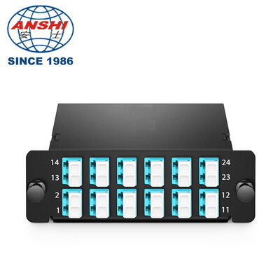 Casete 24F OM4 MPO/MTP Tipo A 2 MPO-12 a 12*LC Duplex FHD LGX Baja Pérdida Compatible con Panduit para Centro de Datos 40G/100G